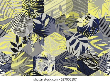 Seamless pattern with tropical leaves