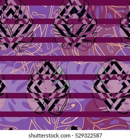 Seamless pattern with tropical leaves