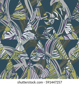 Seamless pattern with tropical leaves