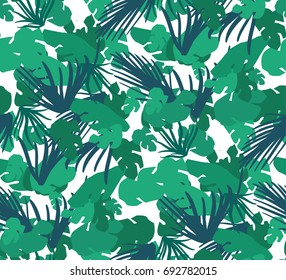 Seamless pattern with tropical leaves