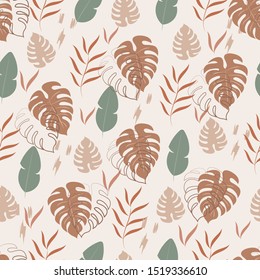 seamless pattern with tropical leaves. Abstract jungle pattern