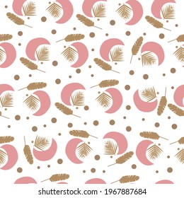 Seamless pattern of tropical leaves, abstract shapes. Vector illustration 