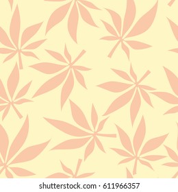 Seamless pattern of tropical leaves. Background of gentle color. vector illustration