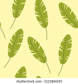 Seamless pattern with tropical leaves. Banana leaf. Vector illustration