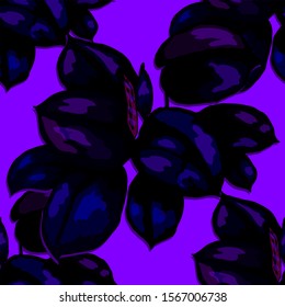 Seamless pattern with tropical leaves. Beautiful allover print with hand drawn exotic plants. Summer nature jungle print. Can be used for any kind of a surface design. Vector.