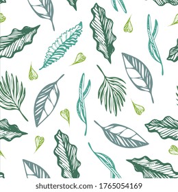 Patrón sin foco de hojas tropicales. Diseño para envolturas, textiles.