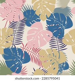Seamless pattern. Tropical leaves design  for paper, cover, fabric, and wallpaper