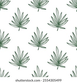Seamless pattern with tropical leaves doodle for decorative print, wrapping paper, greeting cards, wallpaper and fabric