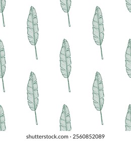 Seamless pattern with tropical leaves doodle for decorative print, wrapping paper, greeting cards, wallpaper and fabric