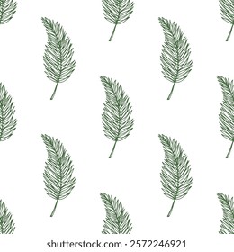 Seamless pattern with tropical leaves doodle for decorative print, wrapping paper, greeting cards, wallpaper and fabric
