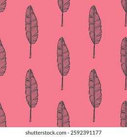 Seamless pattern with tropical leaves doodle for decorative print, wrapping paper, greeting cards, wallpaper and fabric