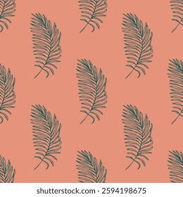 Seamless pattern with tropical leaves doodle for decorative print, wrapping paper, greeting cards, wallpaper and fabric