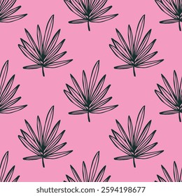 Seamless pattern with tropical leaves doodle for decorative print, wrapping paper, greeting cards, wallpaper and fabric
