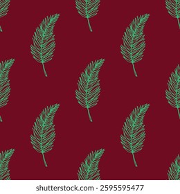 Seamless pattern with tropical leaves doodle for decorative print, wrapping paper, greeting cards, wallpaper and fabric