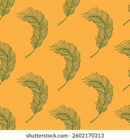 Seamless pattern with tropical leaves doodle for decorative print, wrapping paper, greeting cards, wallpaper and fabric
