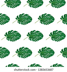 Seamless pattern with tropical leaves. Endless texture for your design. Vector