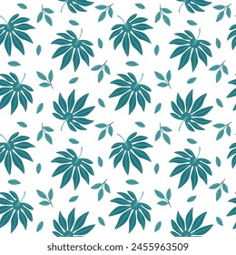 Seamless pattern with tropical leaves in flat design. For fabric, for printing. Vector illustration
