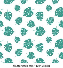 Seamless pattern with tropical leaves. Hand drawn elements.