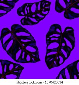 Seamless pattern with tropical leaves. Hand drawn exotic plants. Summer nature jungle print. Can be used for any kind of a surface design. Vector. 