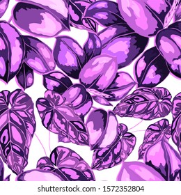 Seamless pattern with tropical leaves. Hand drawn exotic plants. Summer nature jungle print. Can be used for any kind of a surface design. Vector.