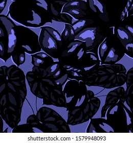 Seamless pattern with tropical leaves. Hand drawn exotic plants. Summer nature jungle print. Can be used for any kind of a surface design. Vector.