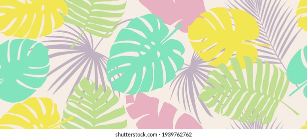 Seamless pattern with tropical leaves. Modern design for paper, cover, fabric, interior and other purposes.