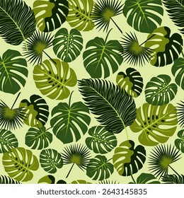 Seamless pattern tropical leaves in a modern style. For printing on wallpaper, gift paper, napkins. Beautiful summer pattern