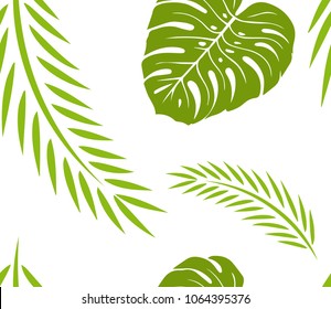 Seamless pattern of tropical leaves on a light background. for printing on fabric. paper, packaging. wallpaper. etc