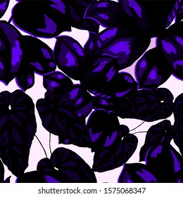Seamless pattern with tropical leaves on leopard spots. Hand drawn exotic plants. Summer nature jungle print. Can be used for any kind of a surface design. Vector.