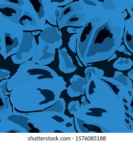 Seamless pattern with tropical leaves on leopard spots. Hand drawn exotic plants. Summer nature jungle print. Can be used for any kind of a surface design. Vector. 