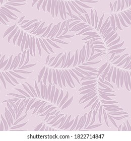 Seamless pattern with tropical leaves on pink. Vector illustration. Fabric print. 