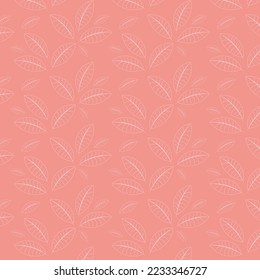 Patrón sin foco de hojas tropicales sobre fondo rosado. Ilustración vectorial para papel pintado, textil, tela, postal, boda, post, banner, diseño.