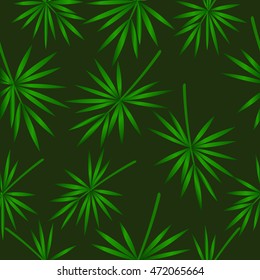 Seamless pattern with tropical leaves on a dark background.