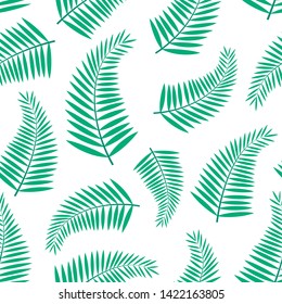 Seamless pattern with tropical leaves of palm on white background. For wallpapers, decoration, invitation, fabric, textile and print, web page background, gift and wrapping paper.