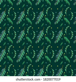 Seamless pattern with tropical leaves of palm, monstera. Exotic background for printing on fabric and paper