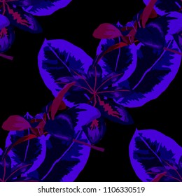 Seamless pattern with tropical leaves: palms, monstera, passion fruit. Beautiful allover print with hand drawn exotic plants. Swimwear botanical design. Vector.
