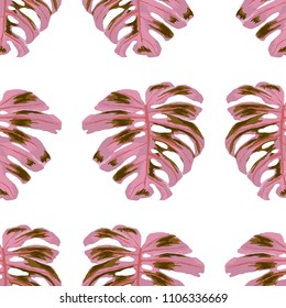 Seamless pattern with tropical leaves: palms, monstera, passion fruit. Beautiful allover print with hand drawn exotic plants. Swimwear botanical design. Vector.
