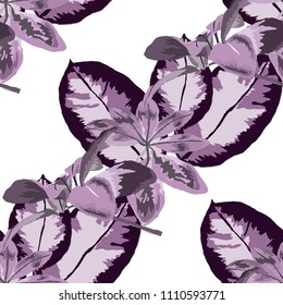 Seamless pattern with tropical leaves: palms, monstera, passion fruit. Beautiful allover print with hand drawn exotic plants. Swimwear botanical design. Vector.
