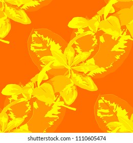 Seamless pattern with tropical leaves: palms, monstera, passion fruit. Beautiful allover print with hand drawn exotic plants. Swimwear botanical design. Vector.
