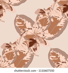 Seamless pattern with tropical leaves: palms, monstera, passion fruit. Beautiful allover print with hand drawn exotic plants. Swimwear botanical design. Vector.
