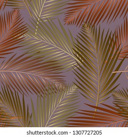 Seamless pattern with tropical leaves: palms, monstera, jungle leaf seamless vector pattern dark background. Swimwear botanical design. Vector.
