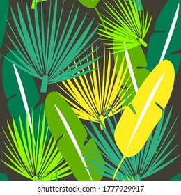 seamless pattern with tropical leaves. print for fabric. poster for oklama and business cards