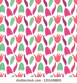 Seamless pattern with tropical leaves, summer background, vacation theme, vector