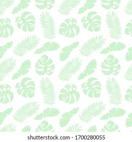 Nahtloses Muster mit tropischen Blättern. Sommersaison. Kreative moderne Textur für Stoff, Textilien, Tapeten, Umhüllung. Vektorillustration.