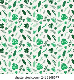 Seamless pattern with tropical leaves. Summer background design. Vector illustration