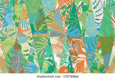 Seamless pattern with tropical leaves. Trend style.
