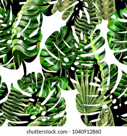 seamless pattern with tropical leaves. Trendy  vector design for print