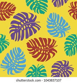 Seamless pattern with tropical leaves. Vector illustration