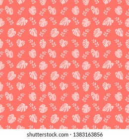 Seamless pattern with tropical leaves. Vector illustration.