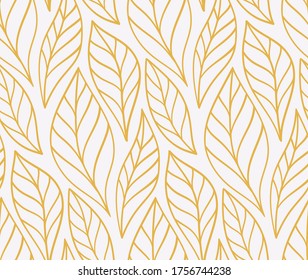 Seamless pattern with tropical leaves. Vector botanical illustration. Summer background for print, wallpaper, fabric.